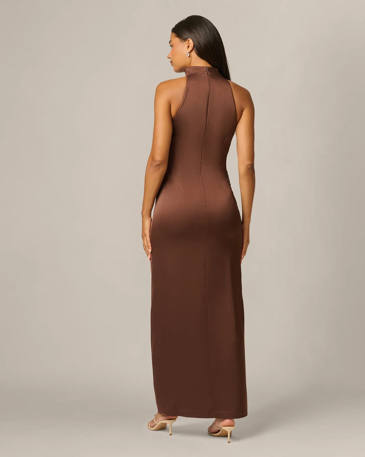 halter neck a-line maxi mother of the bride dress - image 5