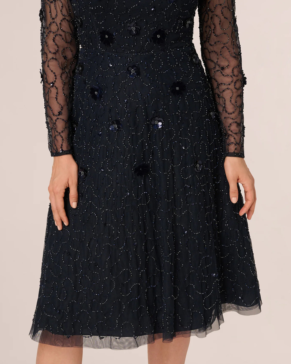 long-sleeve a-line midi mother of the bride dress - image 5