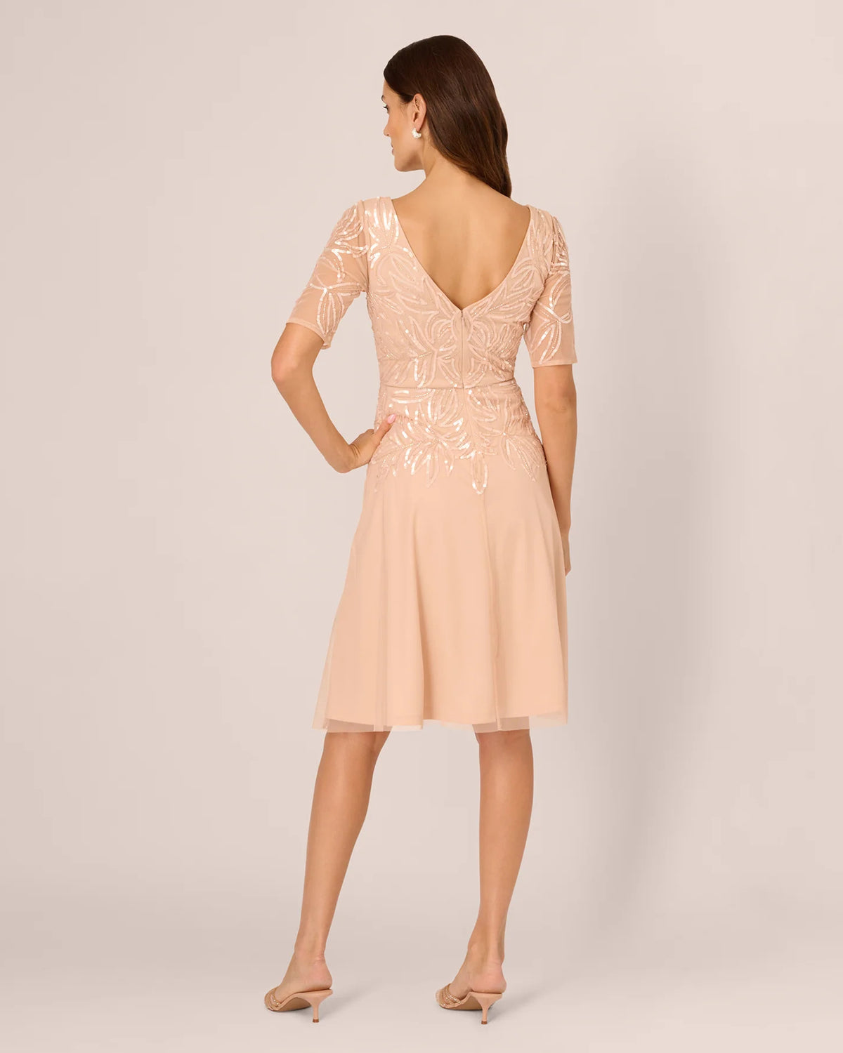 short-sleeve a-line midi mother of the bride dress - image 5