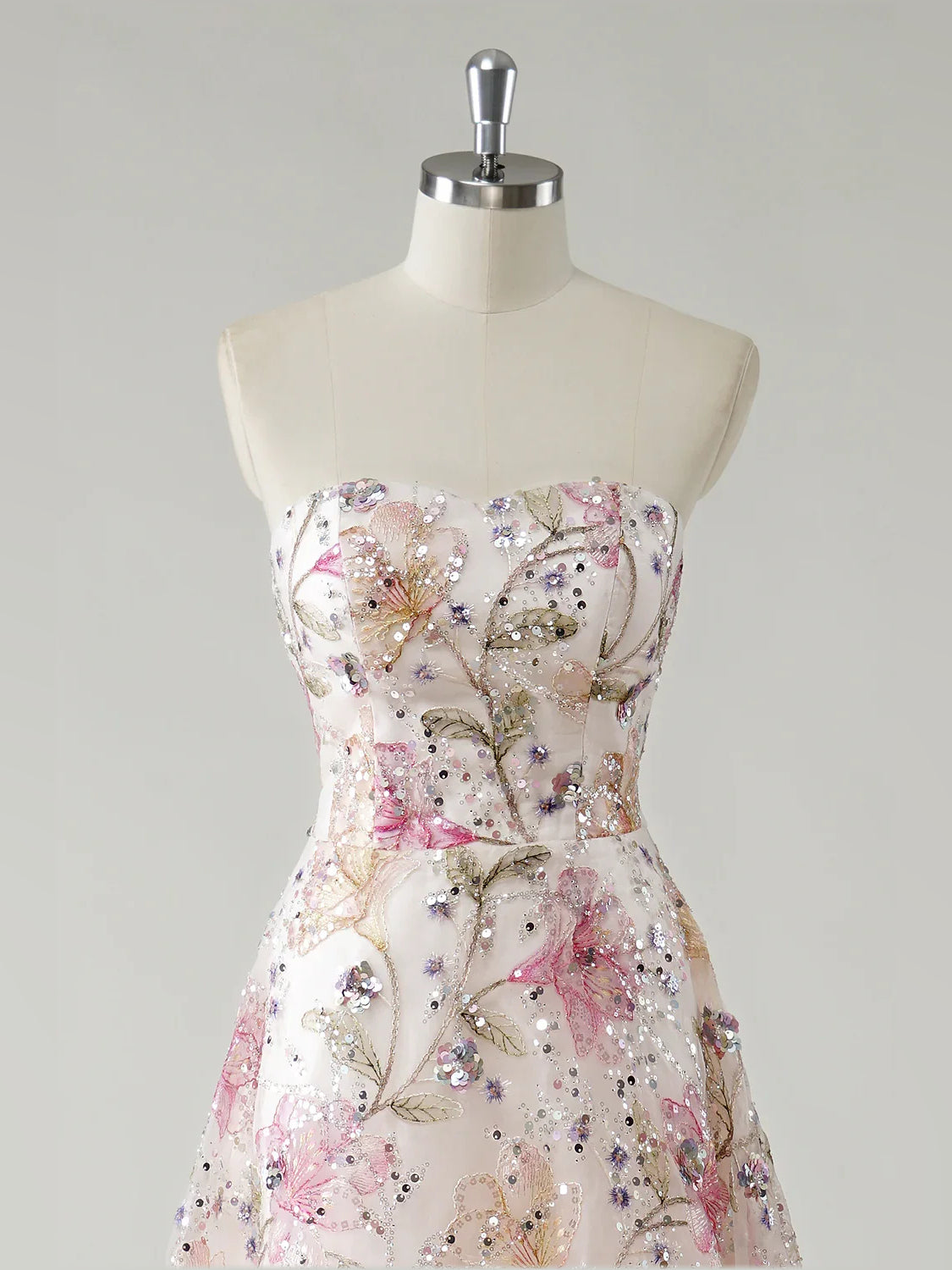As Picture floor-length prom dress, alternate view showing the skirt and hem