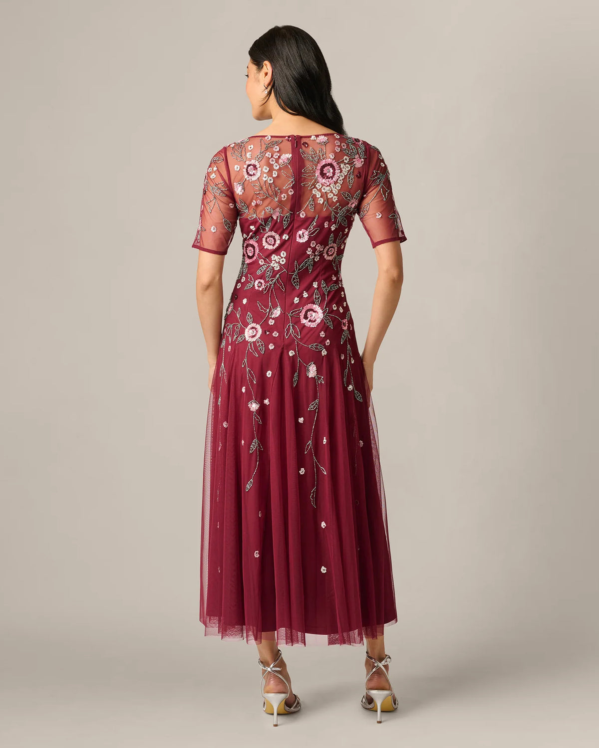 short-sleeve a-line maxi mother of the bride dress - image 5