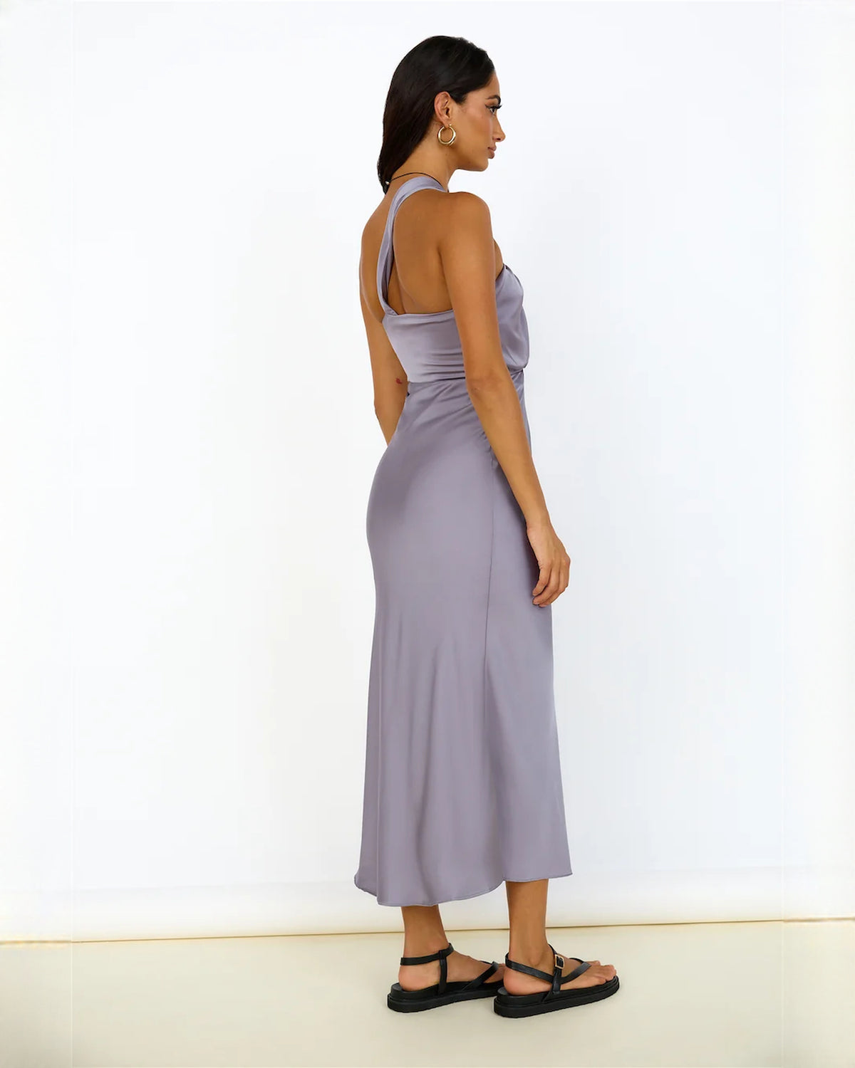 sleeveless satin a-line maxi bridesmaid dress - image 5