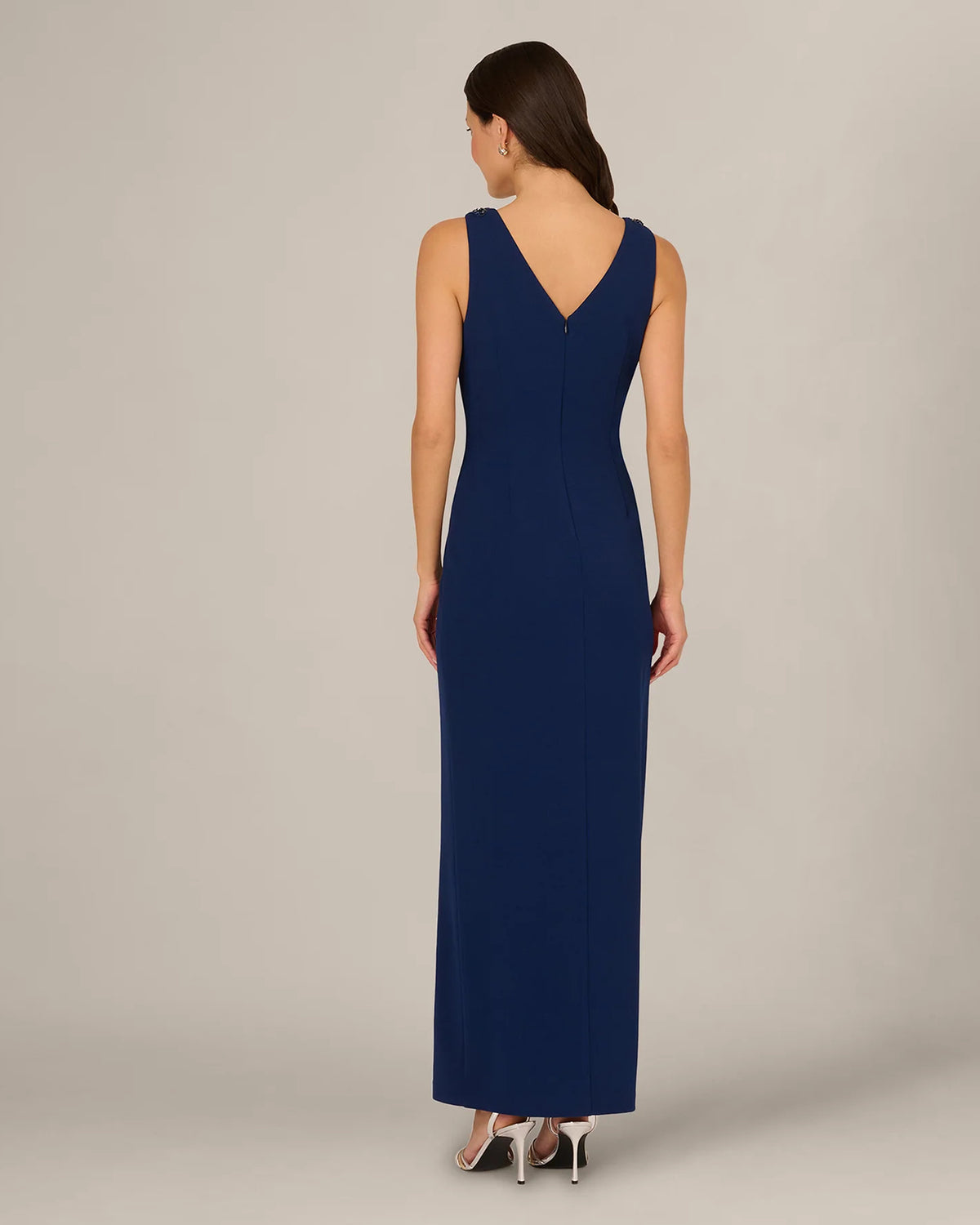 v-neck sheath maxi mother of the bride dress - image 5