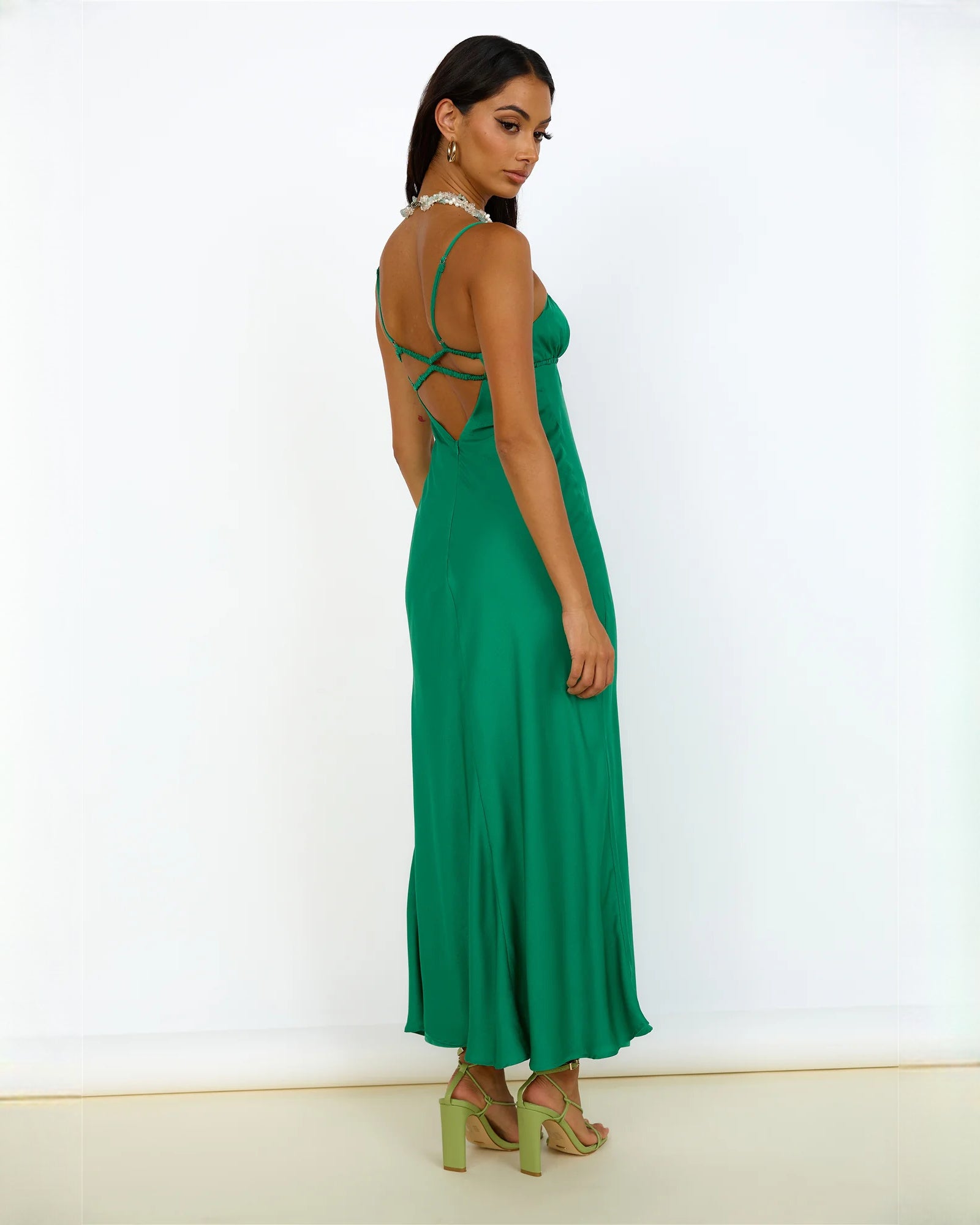 sleeveless satin a-line maxi bridesmaid dress - image 5