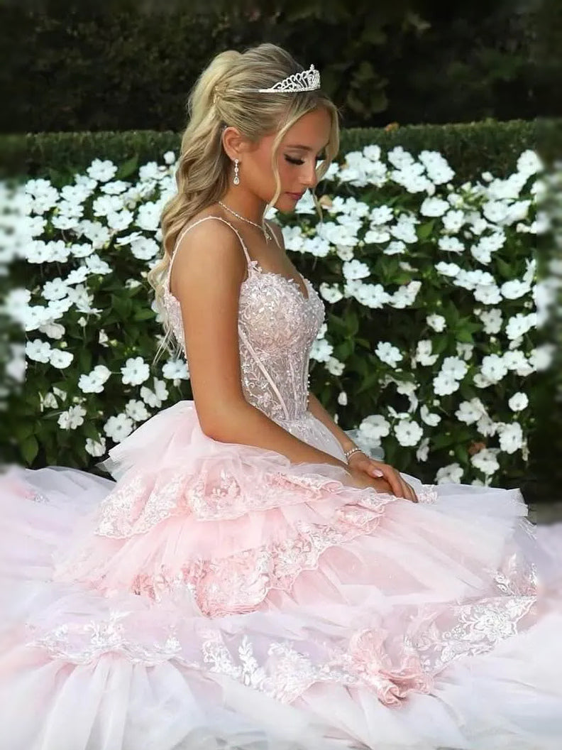 Hot Pink maxi prom dress, back view showing the rear of the dress in an additional pose