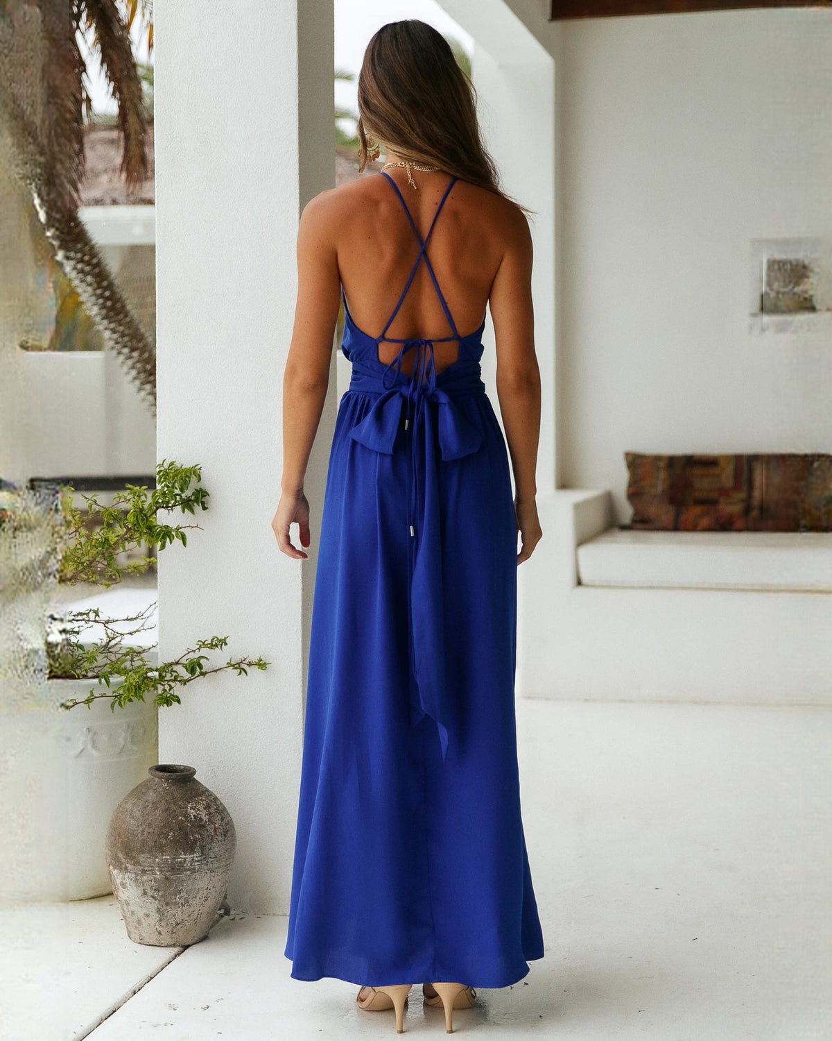 sleeveless chiffon a-line maxi bridesmaid dress - image 5