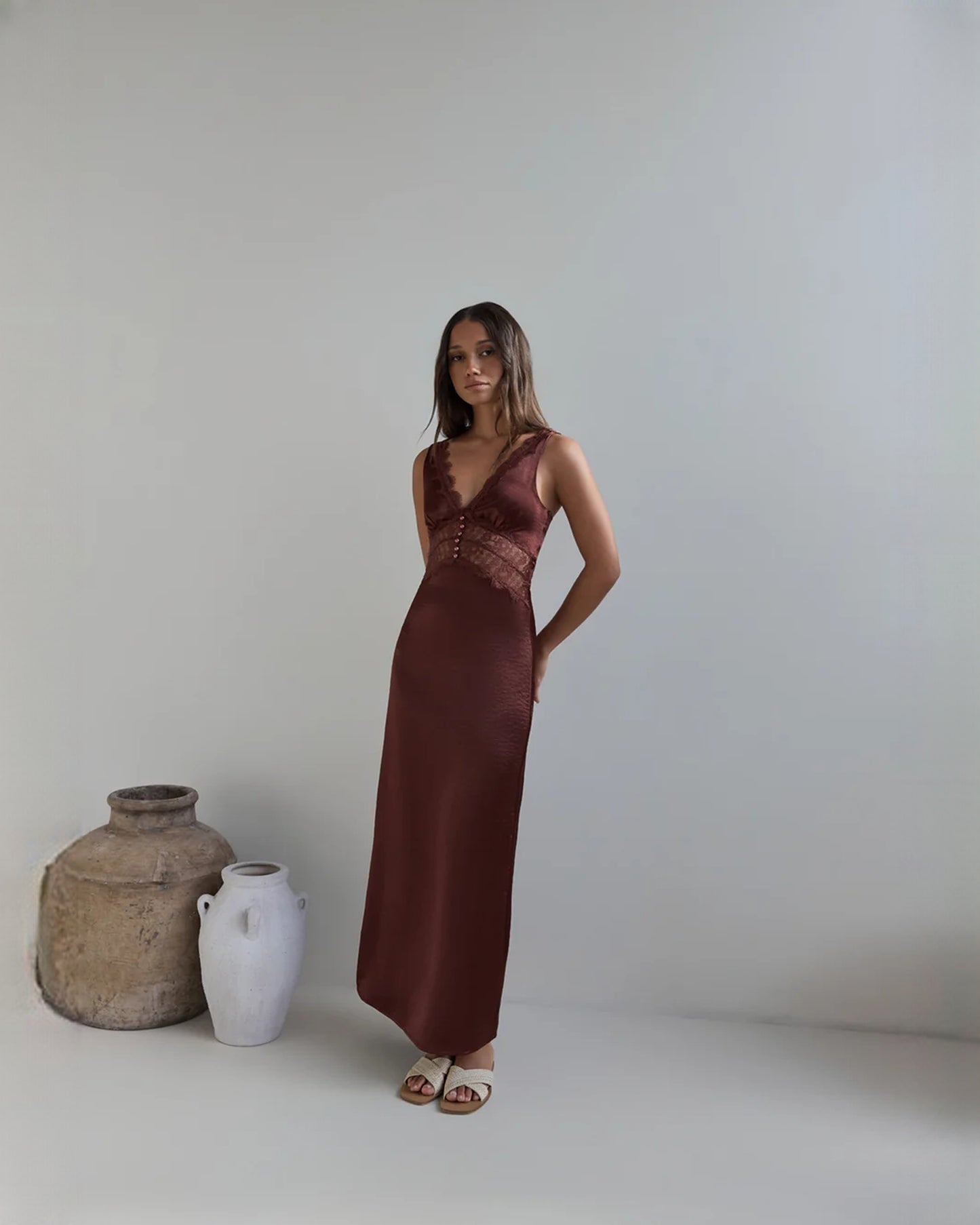 sleeveless mesh a-line maxi bridesmaid dress - image 5
