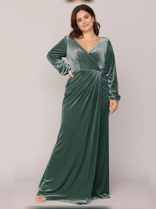 Moss floor-length bridesmaid dress, alternate view showing the skirt and hem