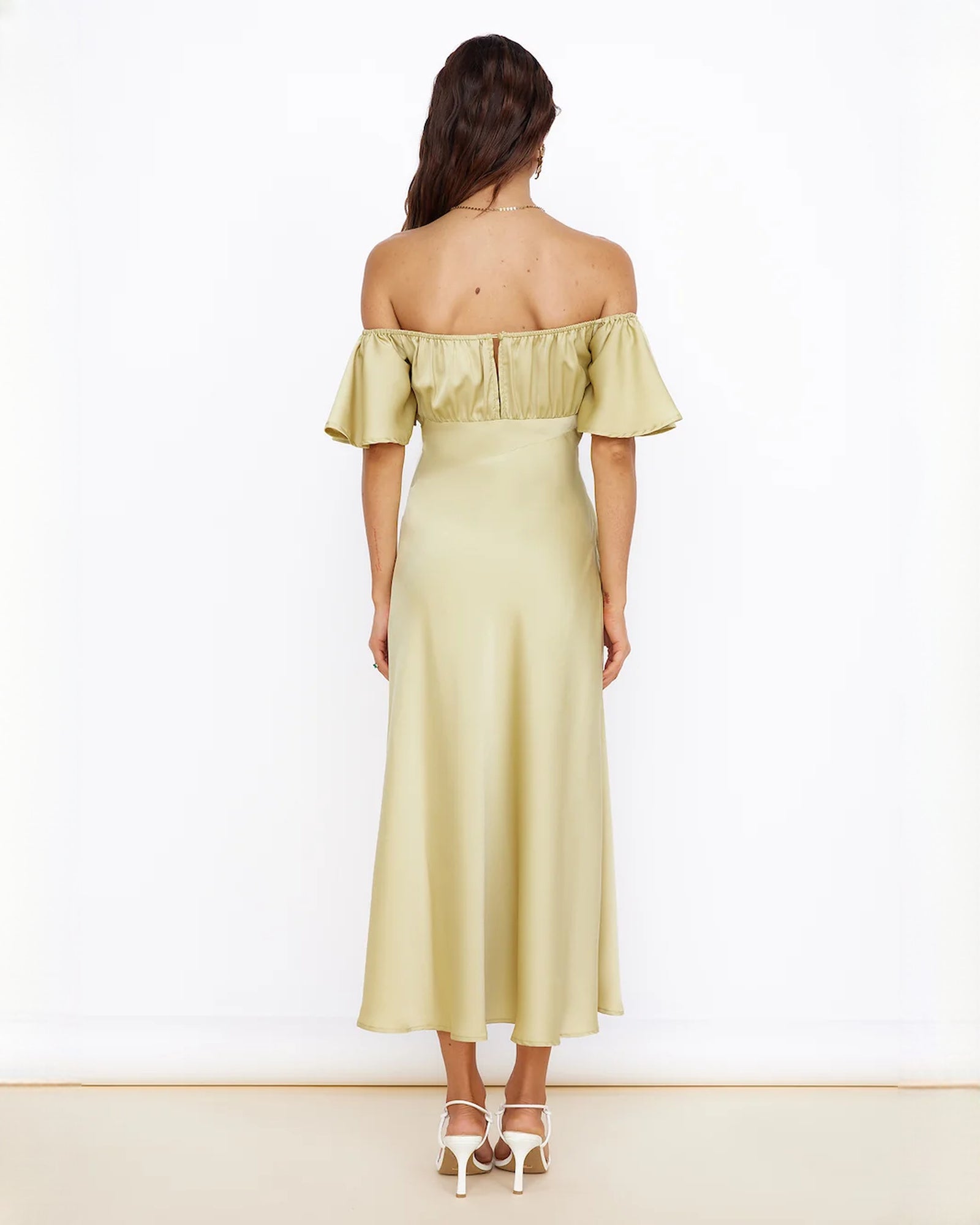 sleeveless satin a-line maxi bridesmaid dress - image 5