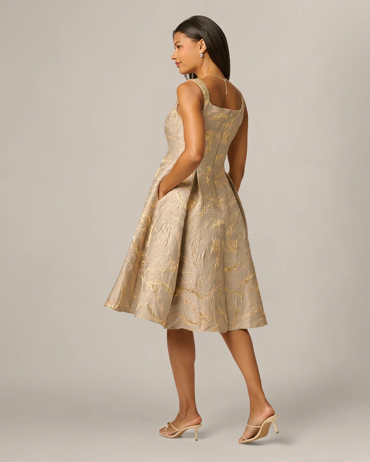 square neck fit-and-flare midi mother of the bride dress - image 5