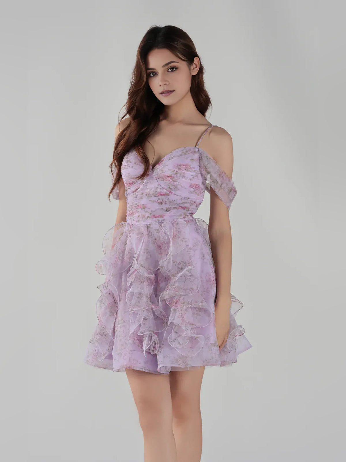 As Picture mini homecoming dress, alternate view showing the skirt and hem