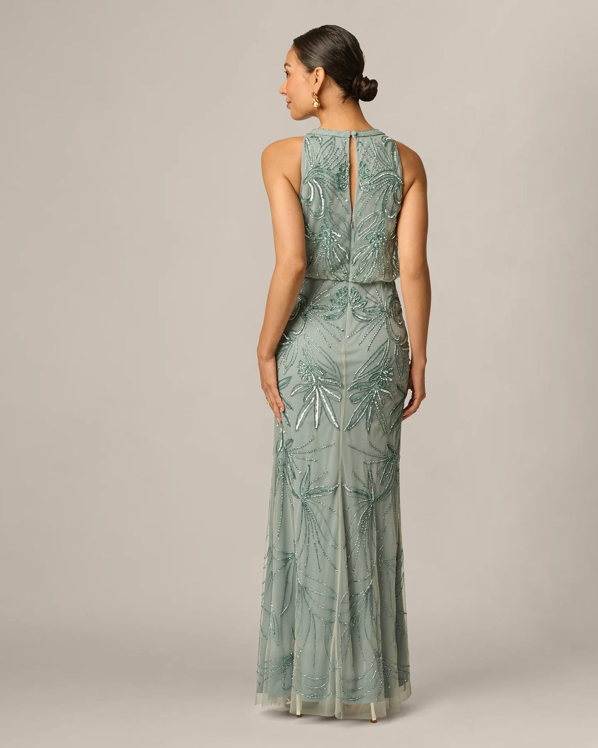 halter neck a-line maxi mother of the bride dress - image 5