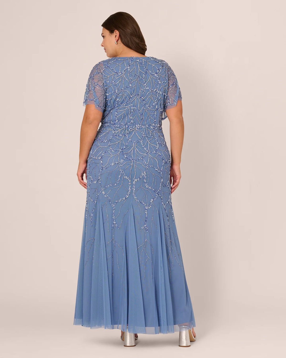 flutter-sleeve a-line maxi mother of the bride dress - image 5