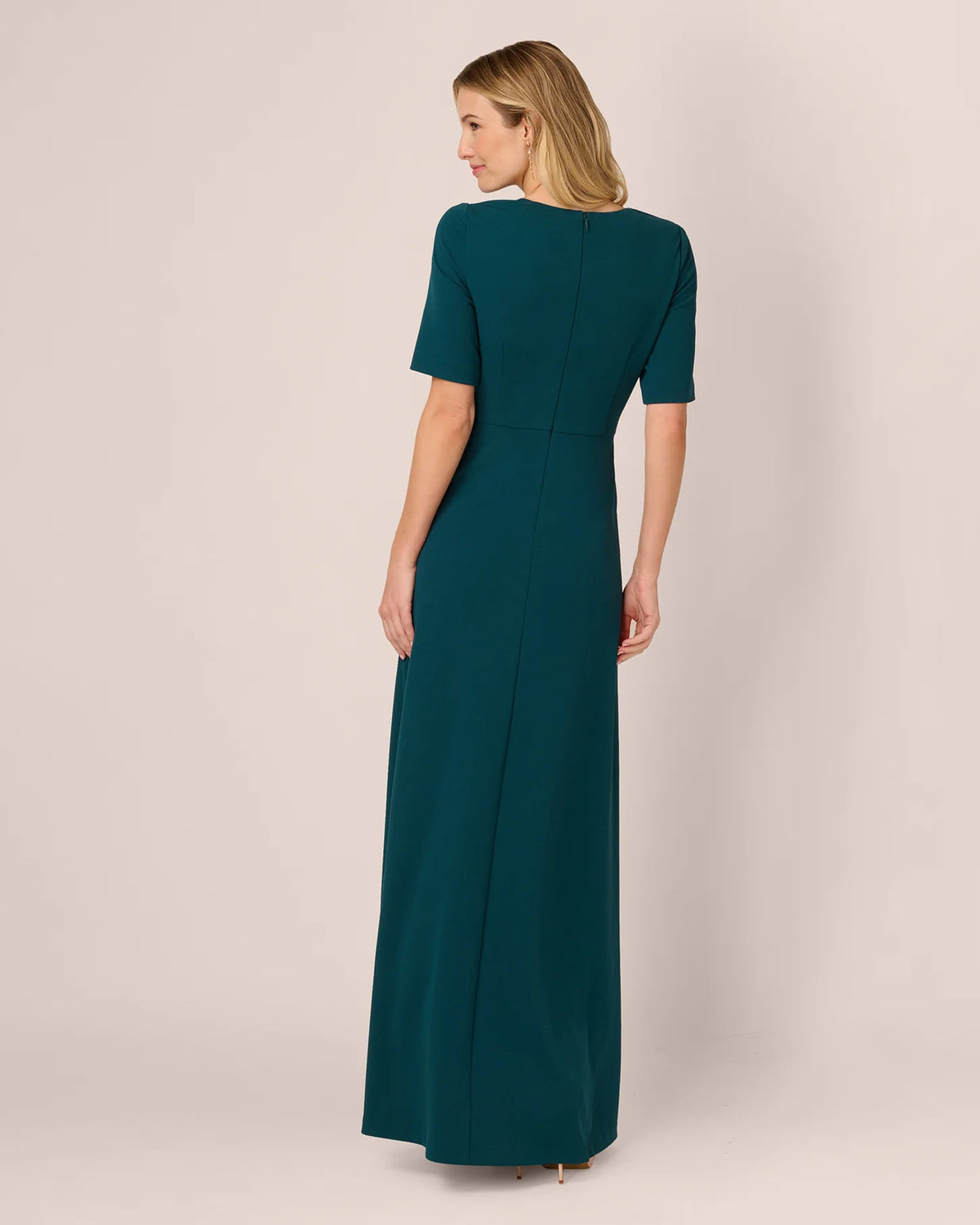 short-sleeve a-line maxi mother of the bride dress - image 5