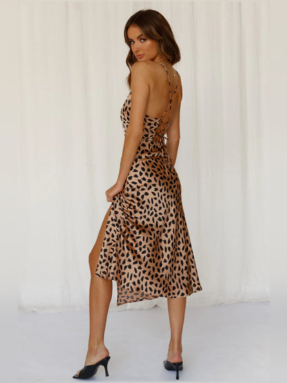 Tan midi formal dress, alternate view showing the skirt