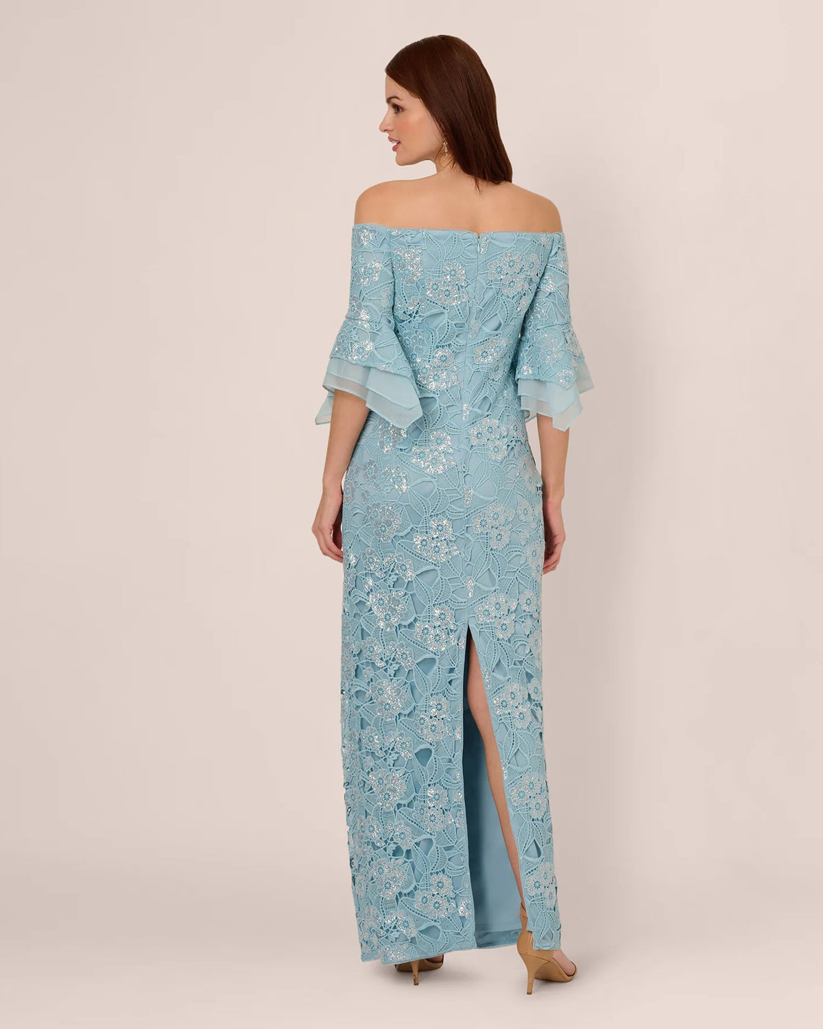 off-shoulder a-line maxi mother of the bride dress - image 5