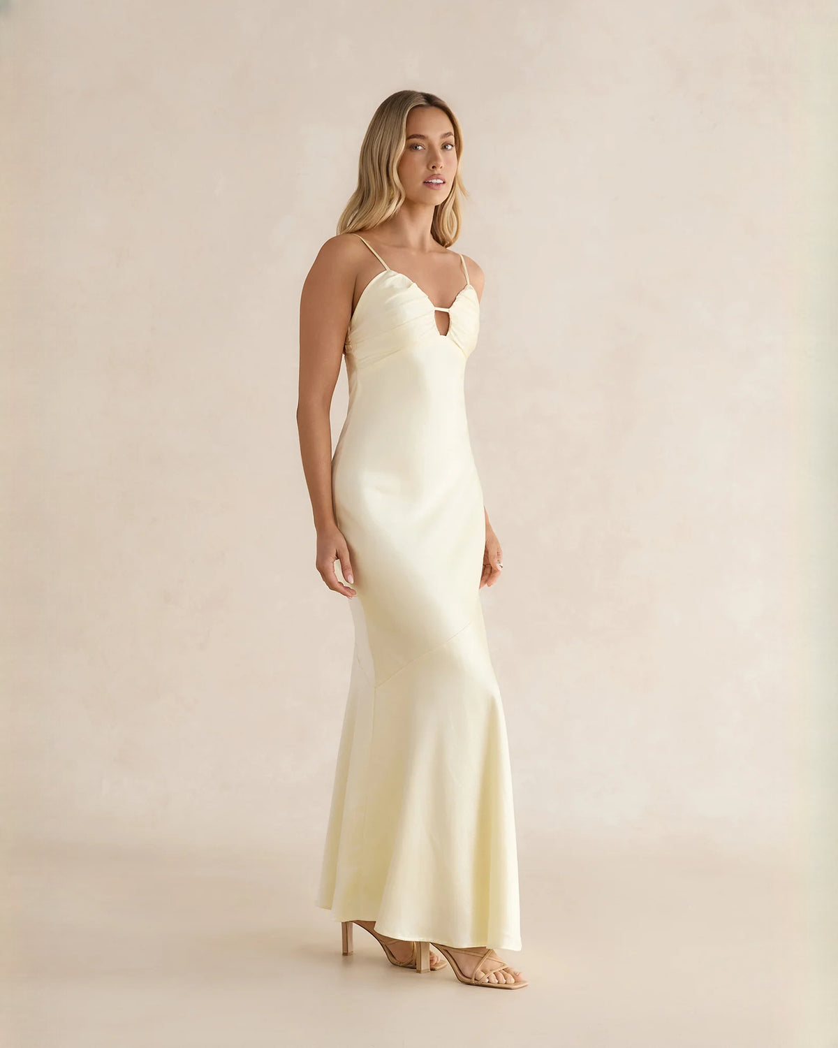 sleeveless satin a-line maxi bridesmaid dress - image 5