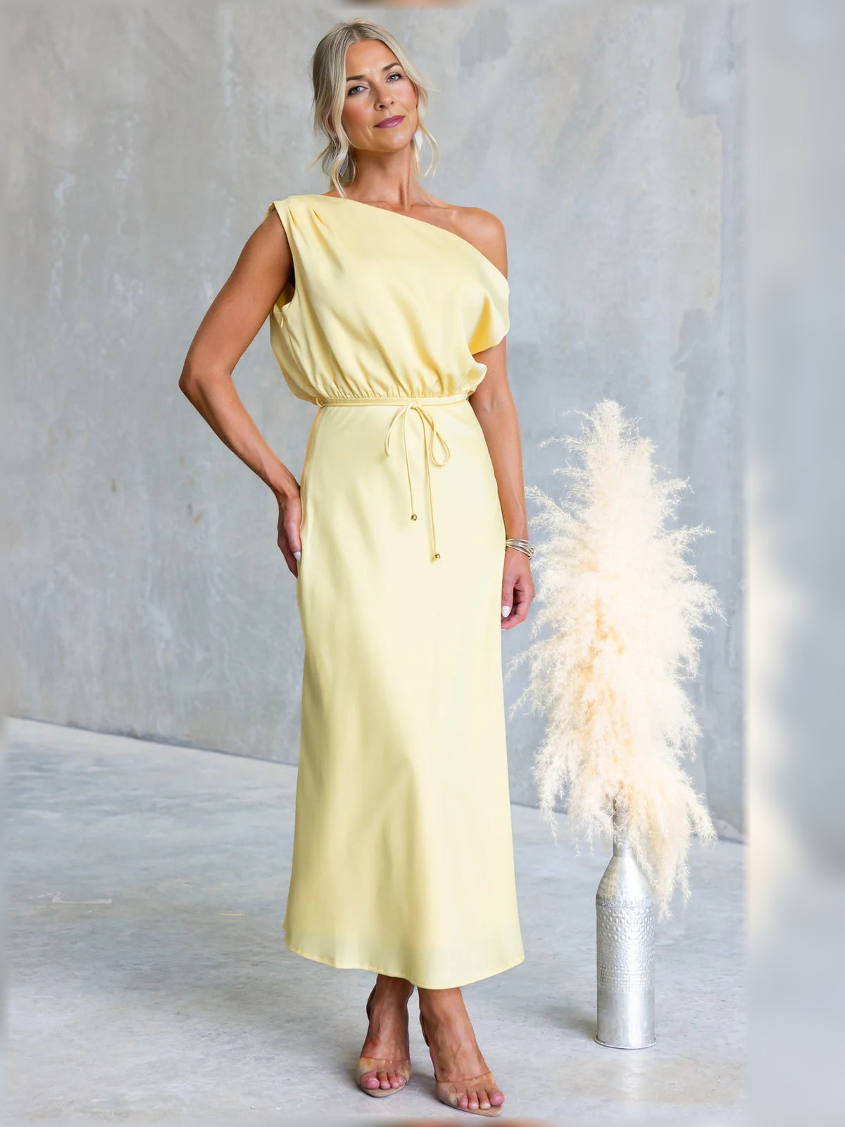 Pale Lemon ankle-length bridesmaid dress, alternate view showing the skirt and hem