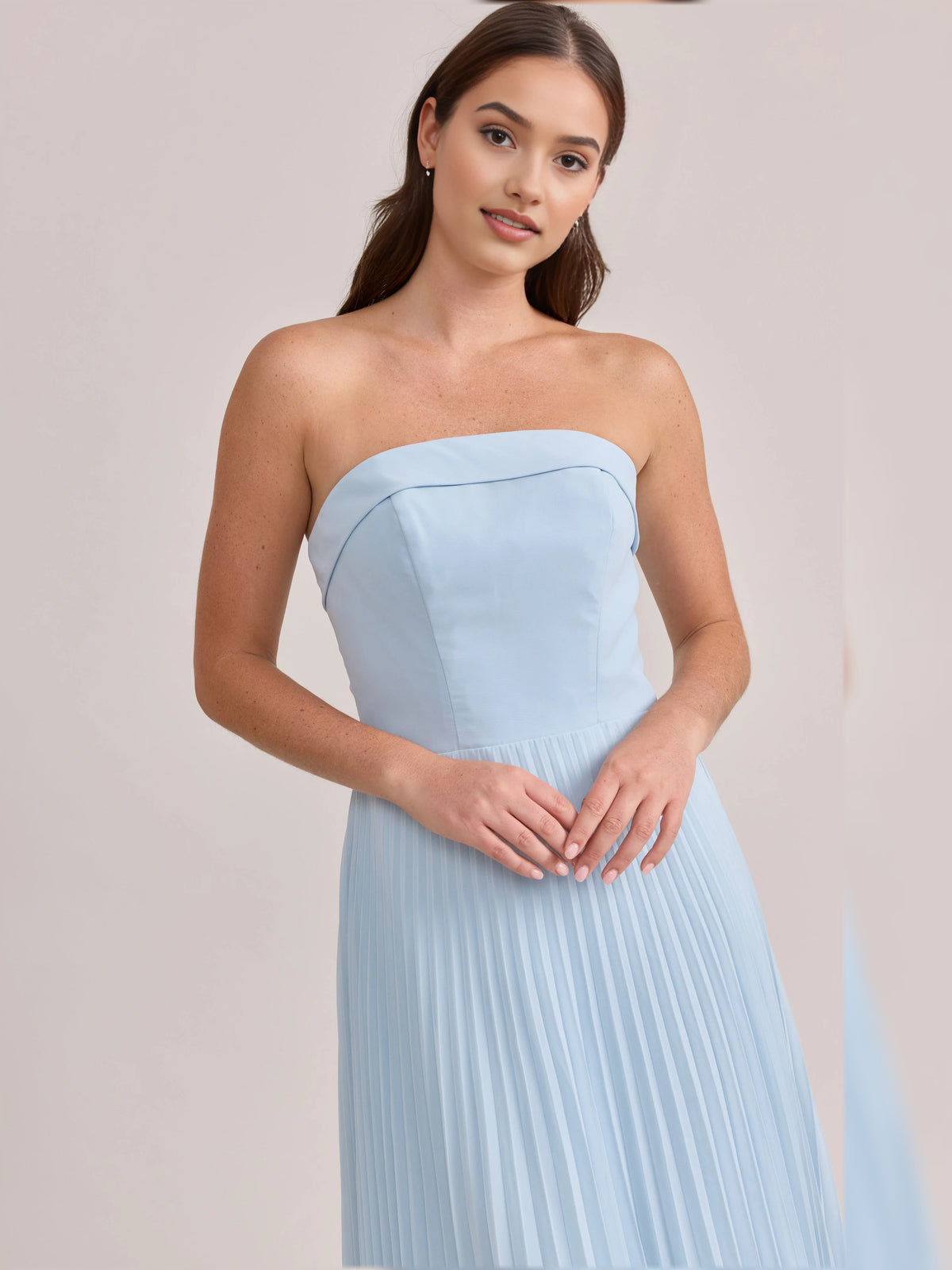 Hot Pink maxi bridesmaid dress, alternate view showing the skirt and hem