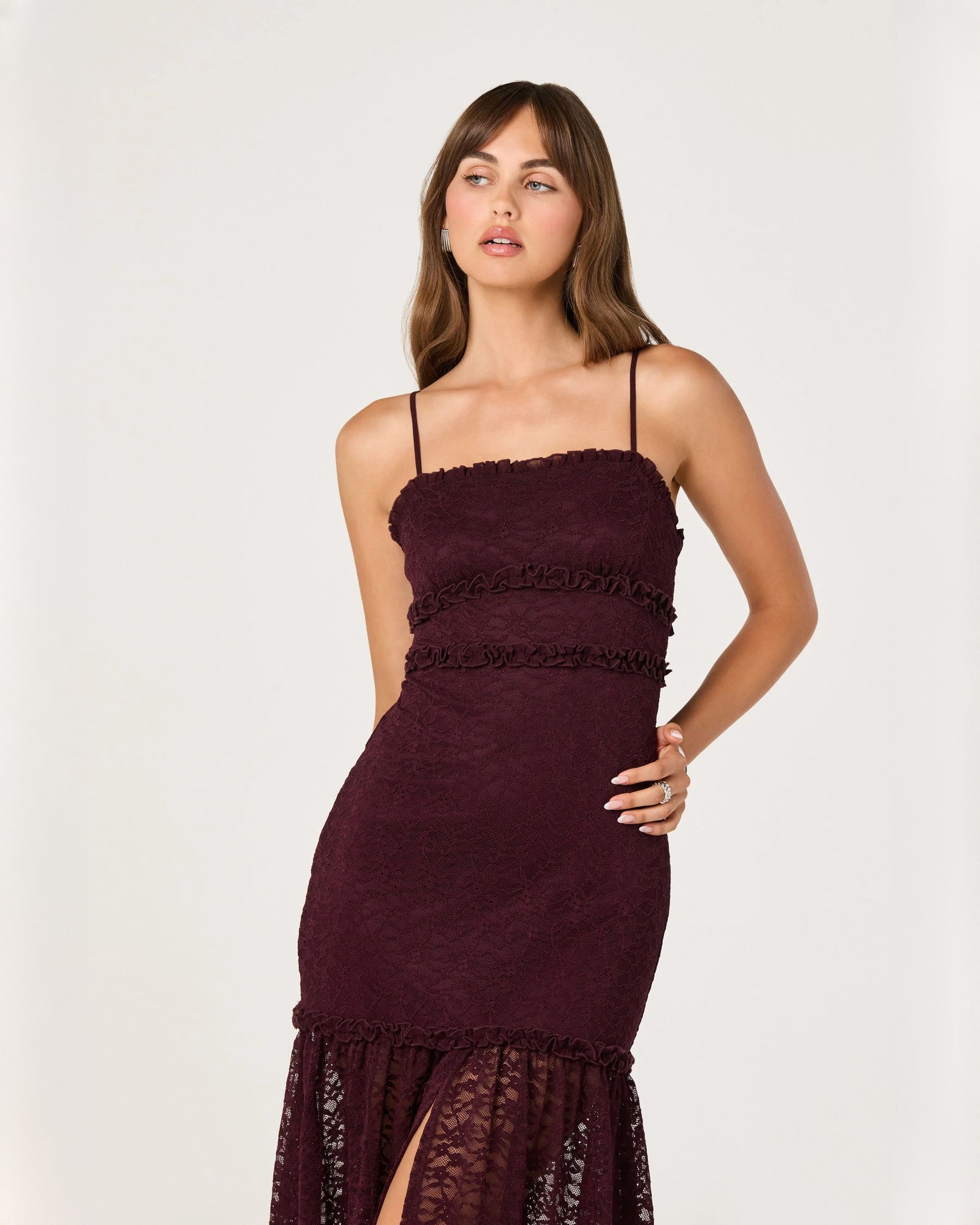sleeveless mesh a-line maxi bridesmaid dress - image 5
