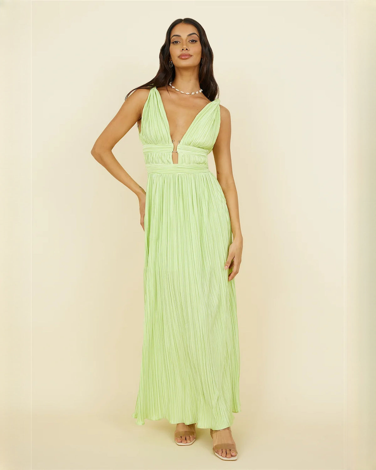 sleeveless chiffon a-line maxi bridesmaid dress - image 5