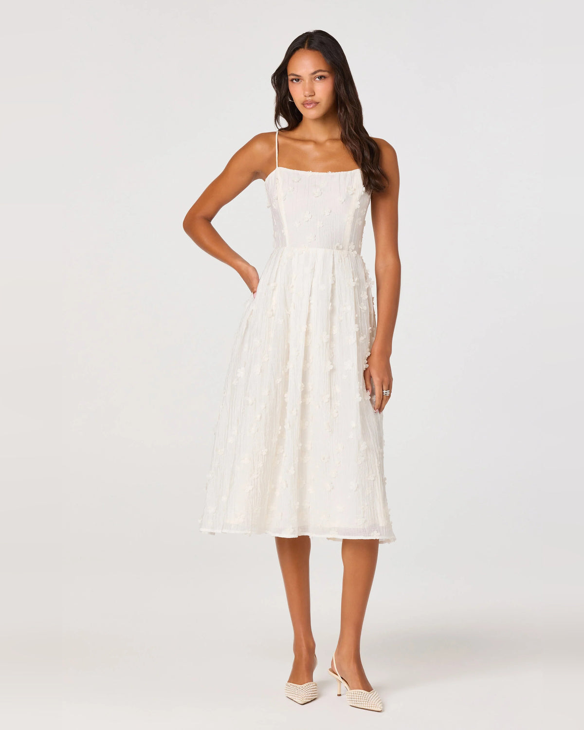 spaghetti strap a-line midi homecoming dress - image 5