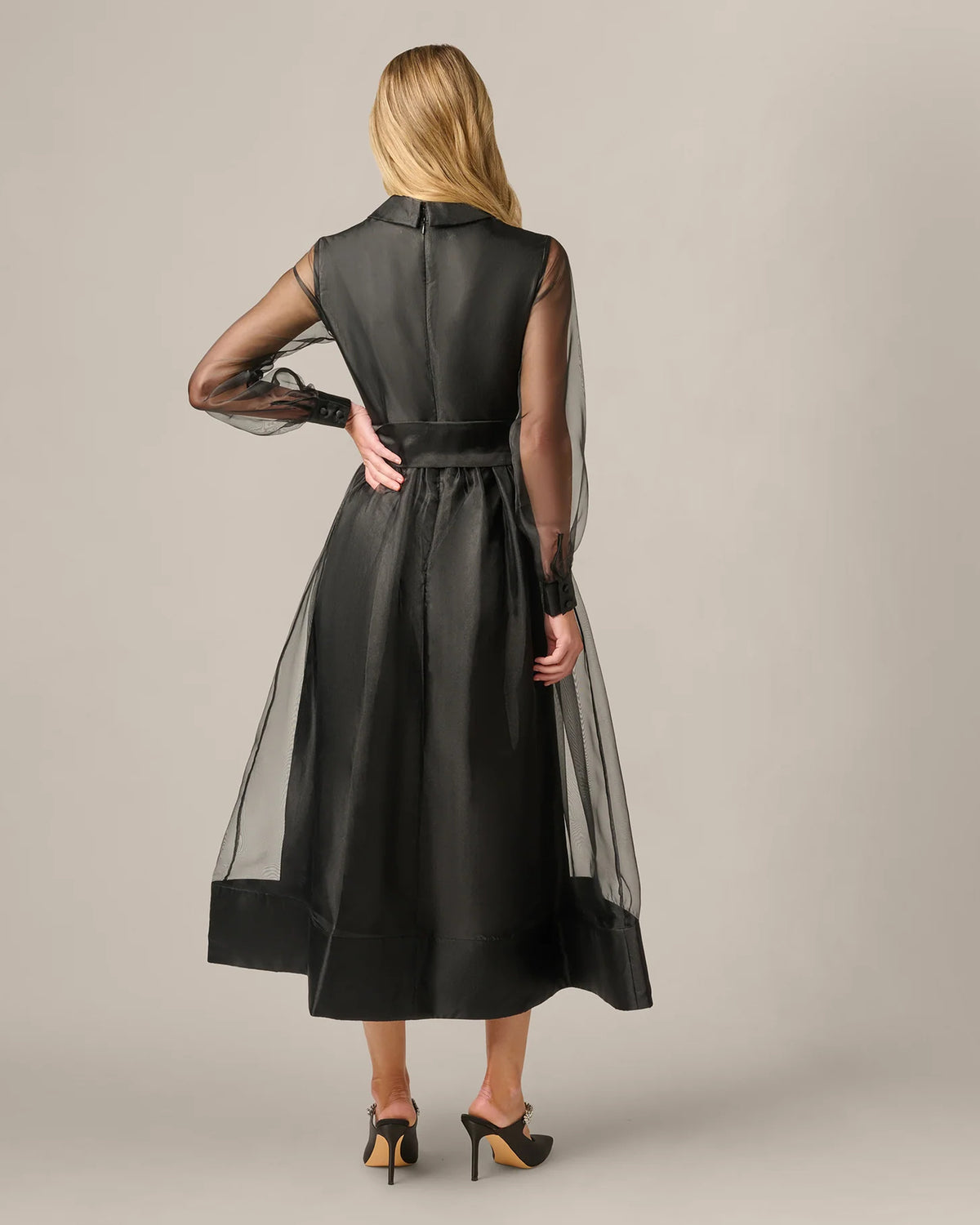long-sleeve a-line midi mother of the bride dress - image 5