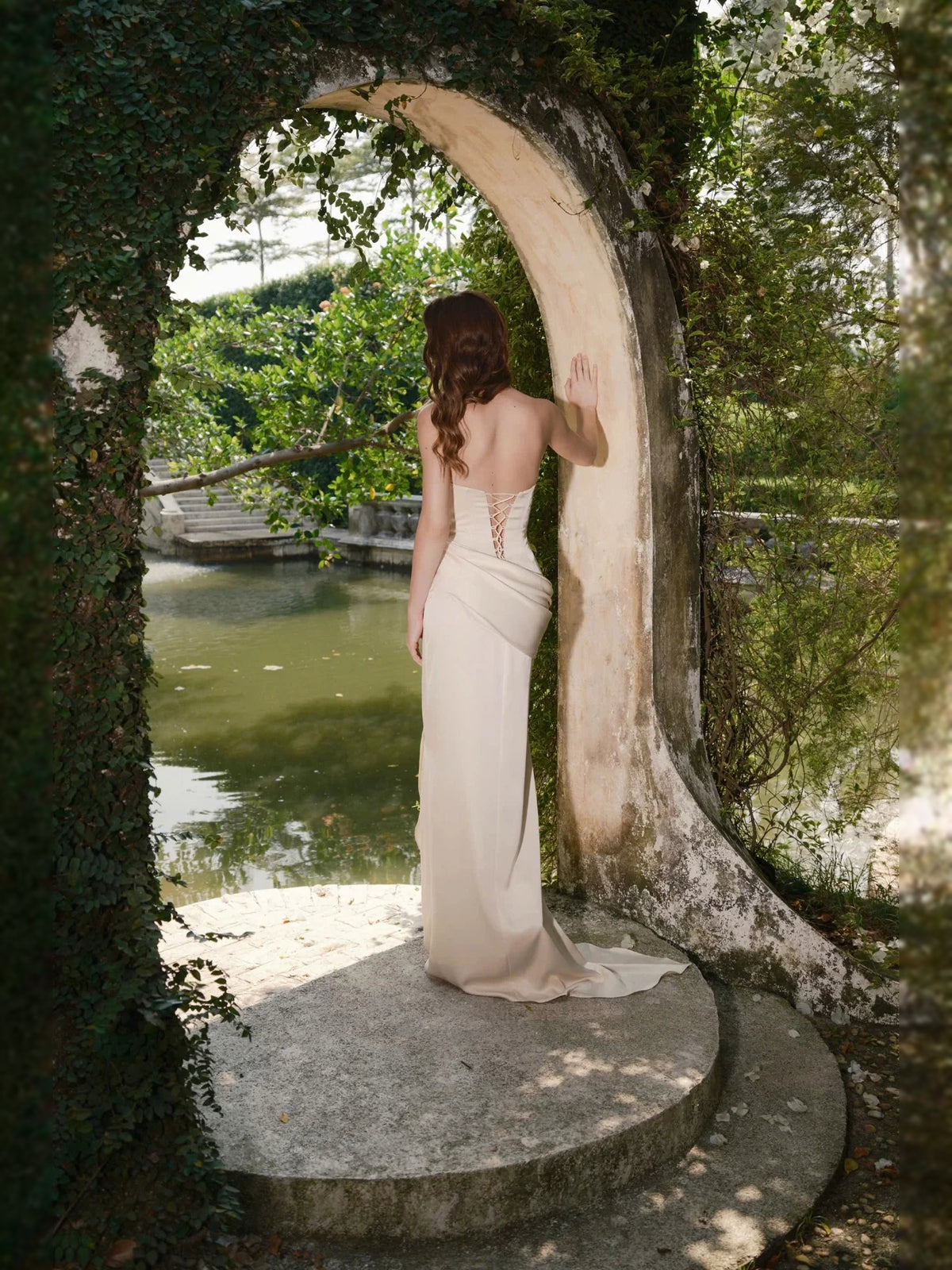 Blush Champagne floor-length bridesmaid dress, alternate view showing the skirt and hem