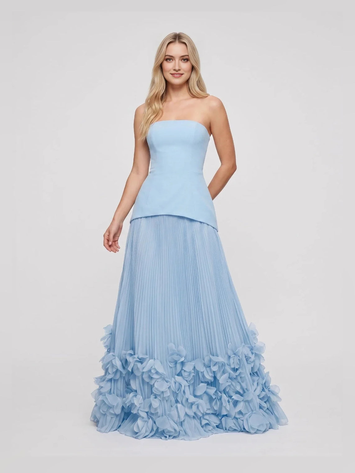 Sky Blue floor-length wedding dress, alternate view showing the skirt and hem