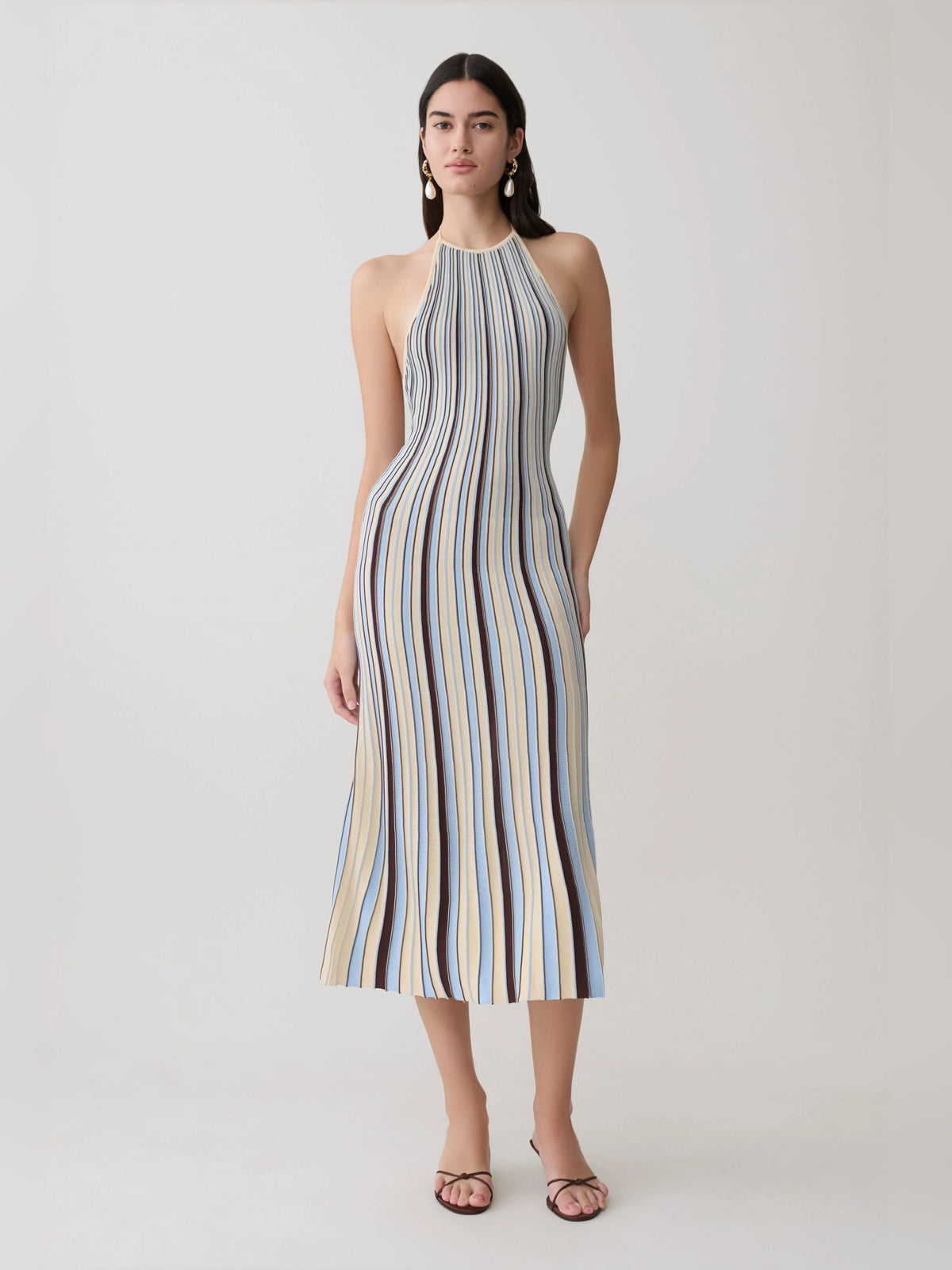Chocolate midi formal dress, alternate view showing the skirt