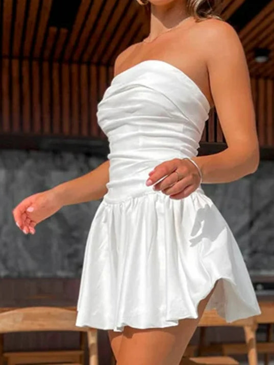 Red midi formal dress with off-the-shoulder neckline, alternate view showing the skirt