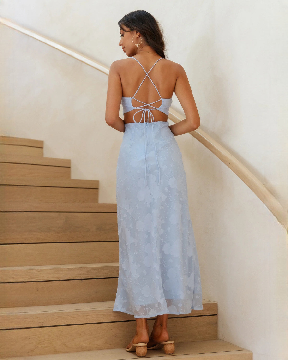 sleeveless mesh a-line maxi bridesmaid dress - image 5