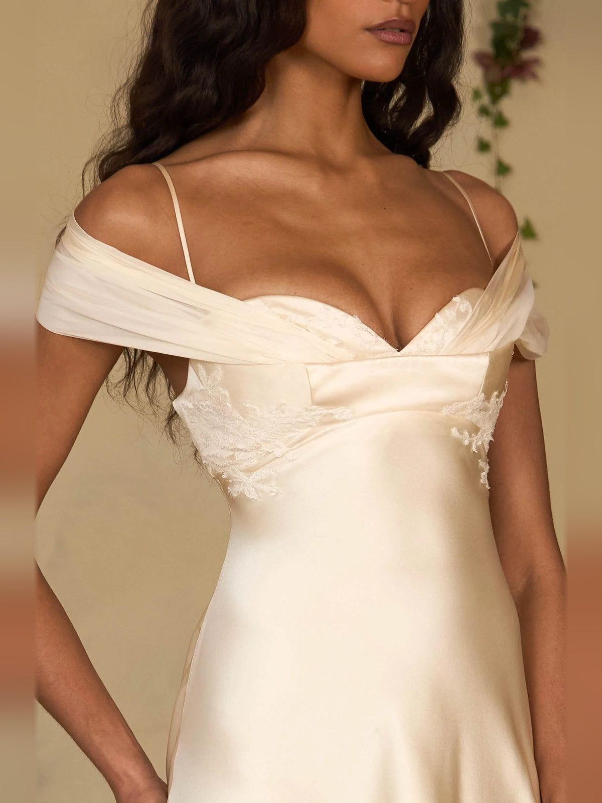 Ivory mini homecoming dress, alternate view showing the skirt and hem