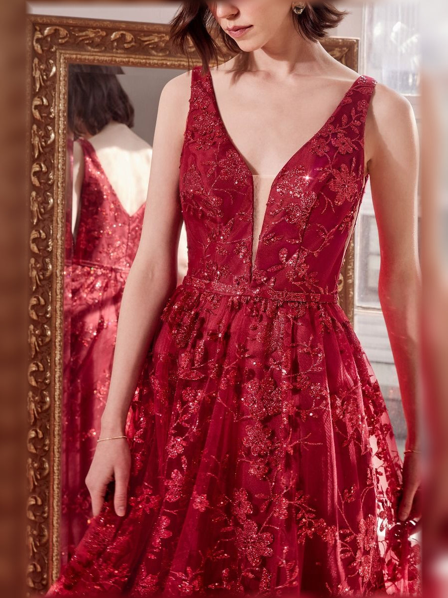 Dusty Sage a-line floor-length formal dress with floral print, alternate view showing the skirt