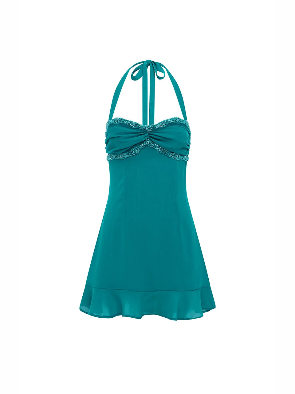 OCEAN mini homecoming dress, alternate view showing the skirt and hem