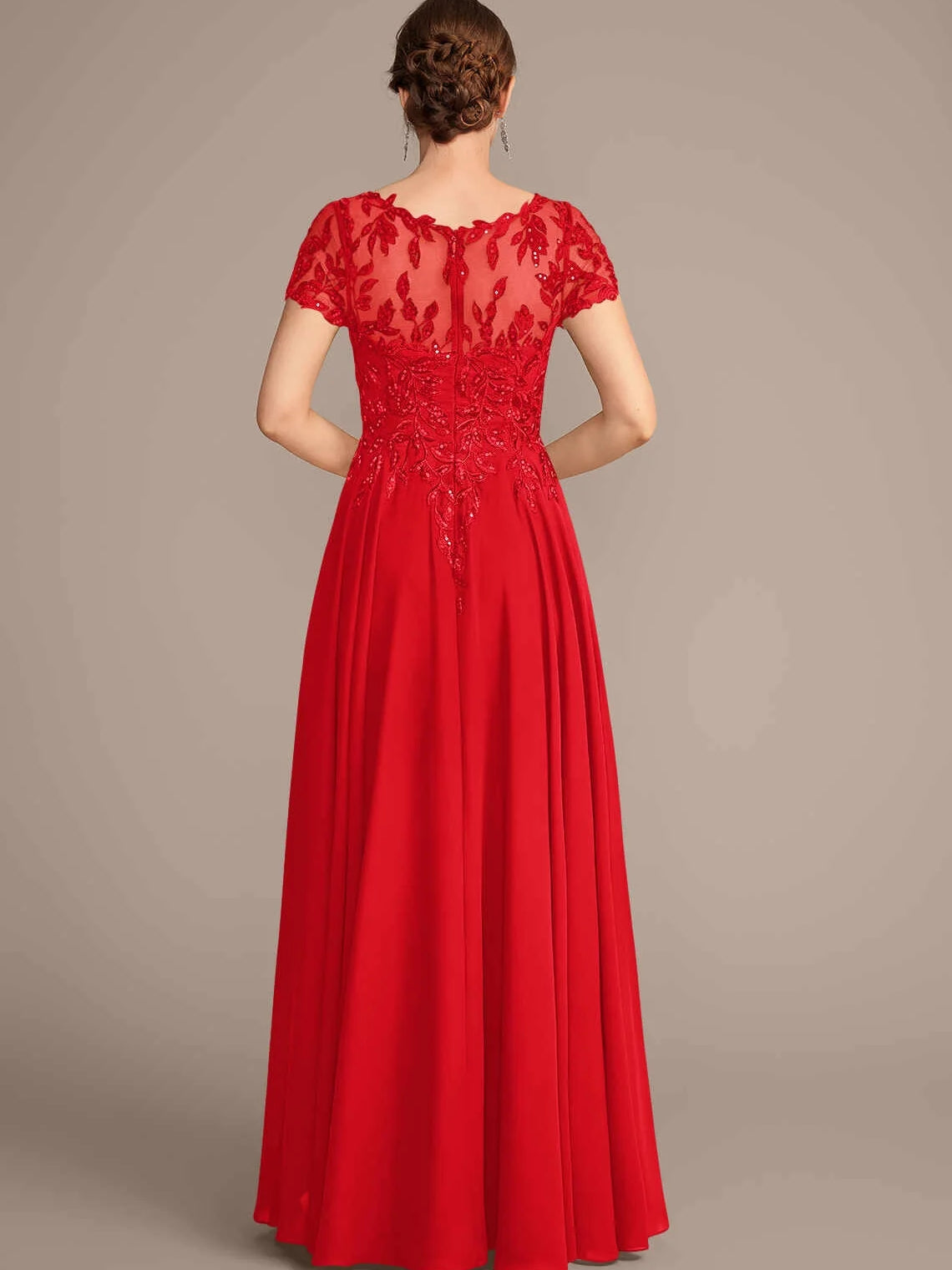 Dark Navy short mother of the bride dress, alternate view showing the skirt and hem