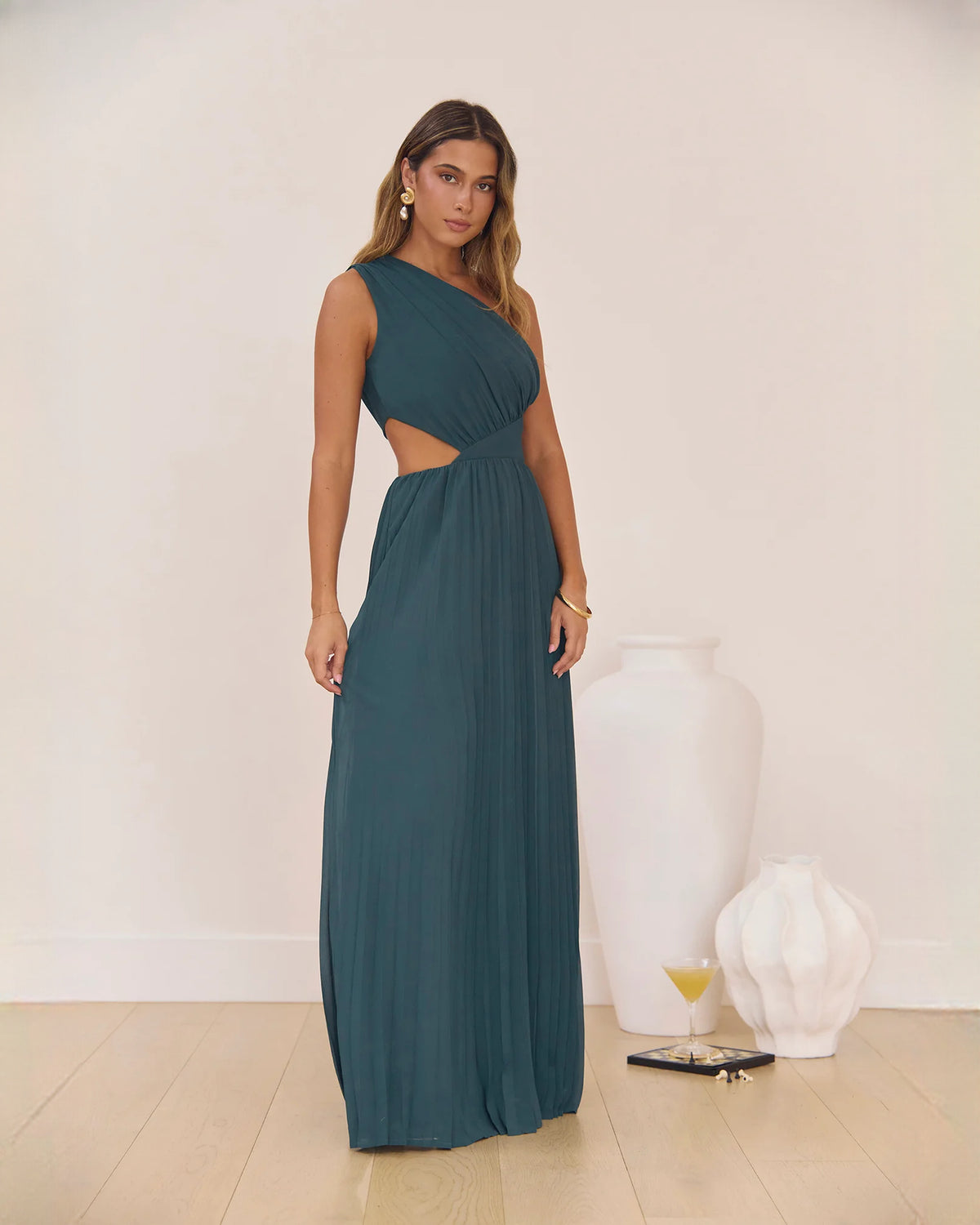 one-shoulder chiffon a-line maxi bridesmaid dress - image 5