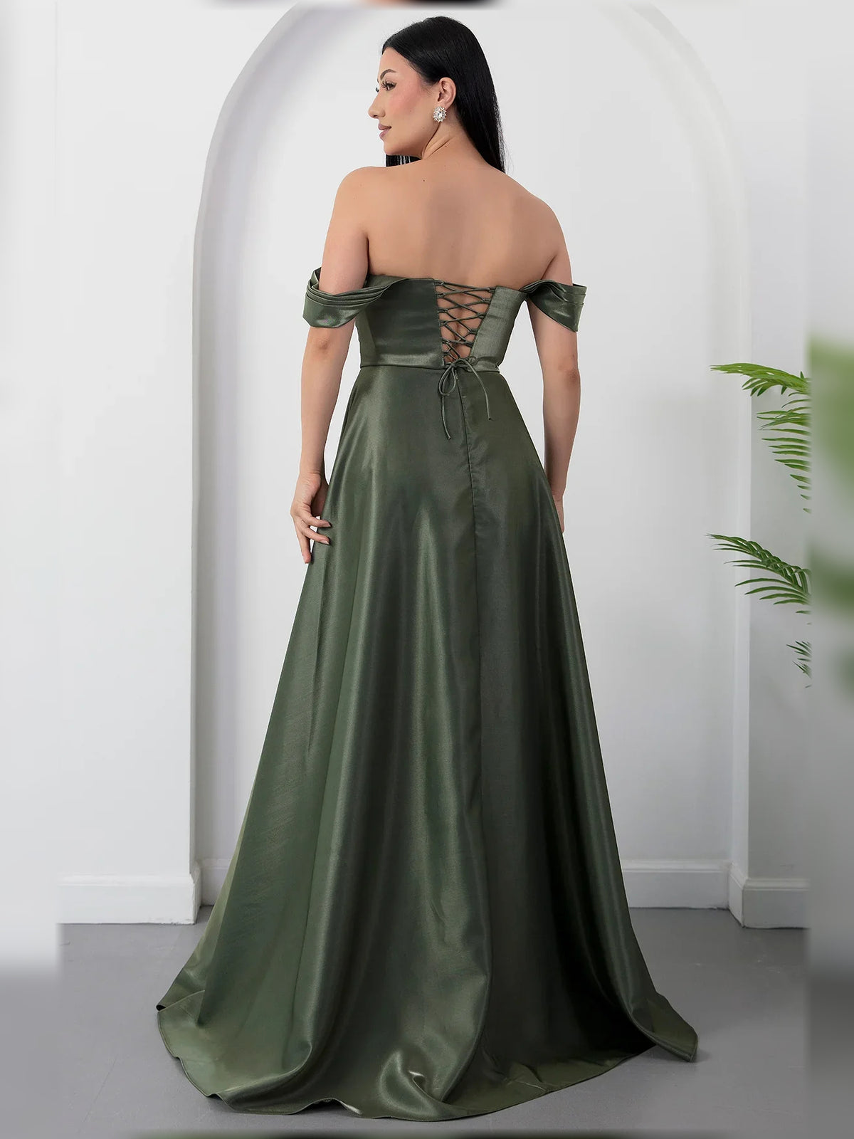 Deep Red a-line floor-length formal dress with draping, alternate view showing the skirt