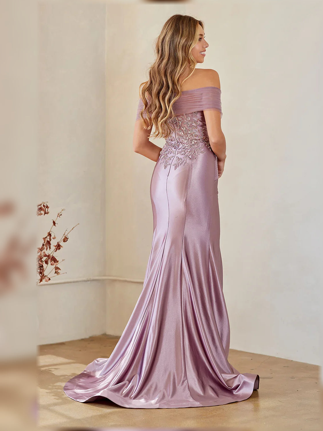 Wisteria mermaid floor-length formal dress with beading, alternate view showing the skirt