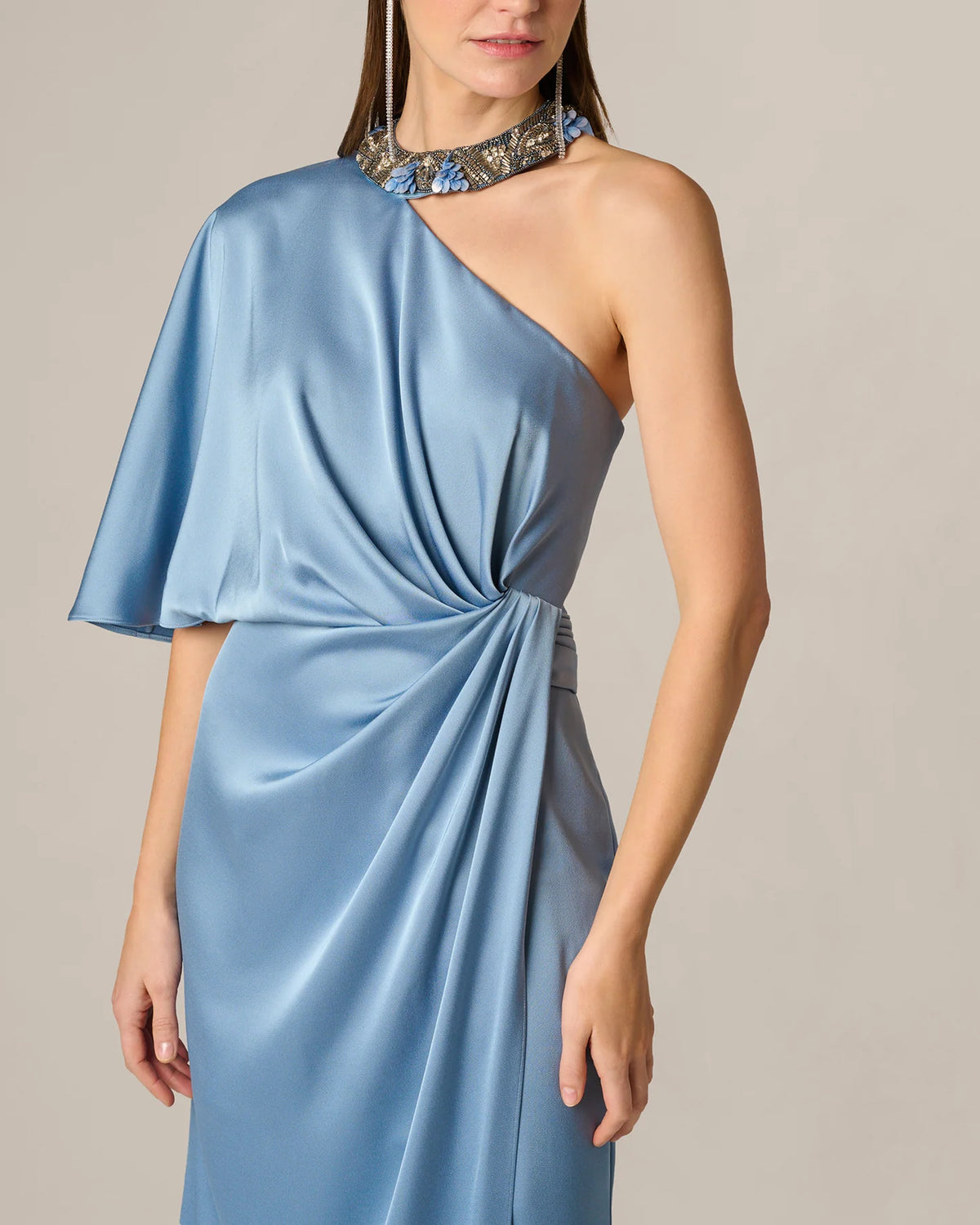 one-shoulder a-line maxi mother of the bride dress - image 5