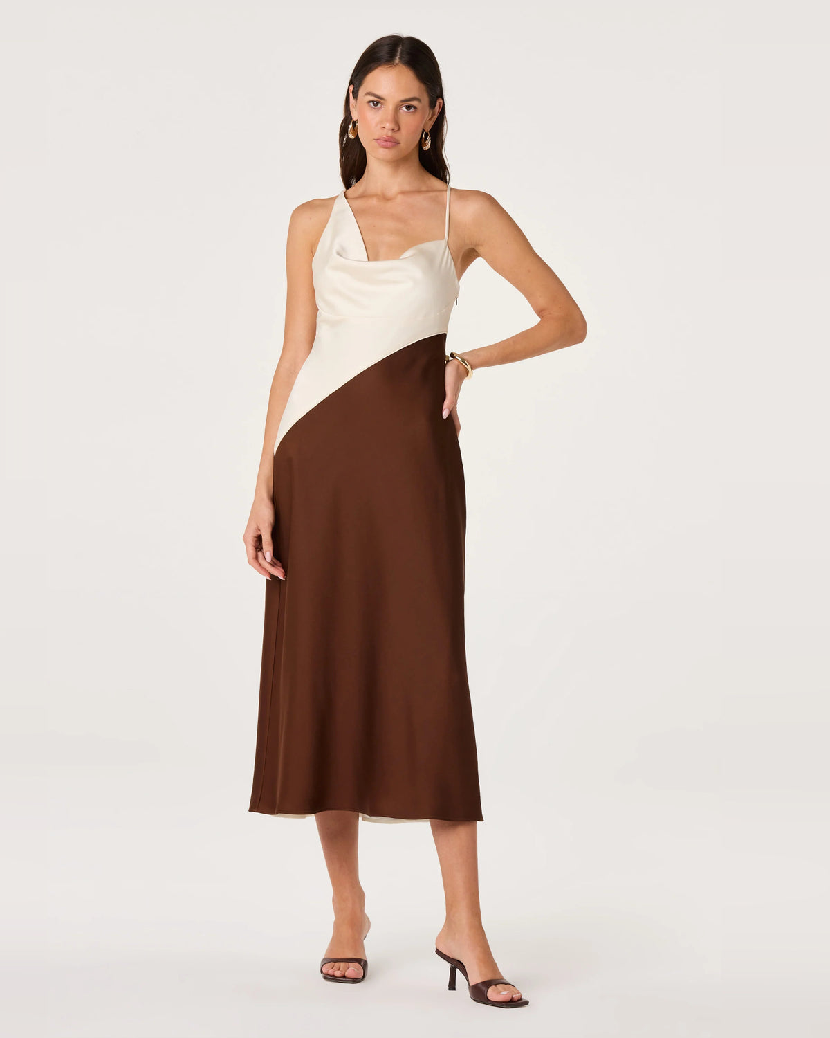 cowl neck a-line midi formal dress - image 5