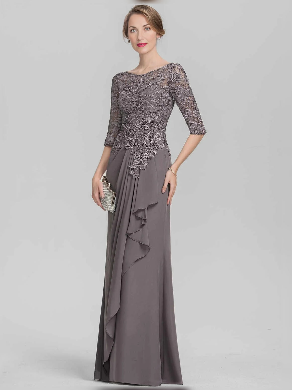 Dusk floor-length mother of the bride dress, alternate view showing the skirt and hem