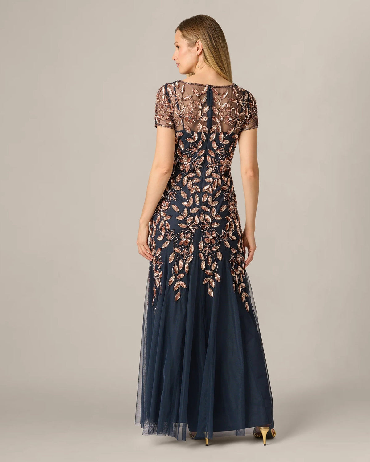 short-sleeve a-line maxi mother of the bride dress - image 5