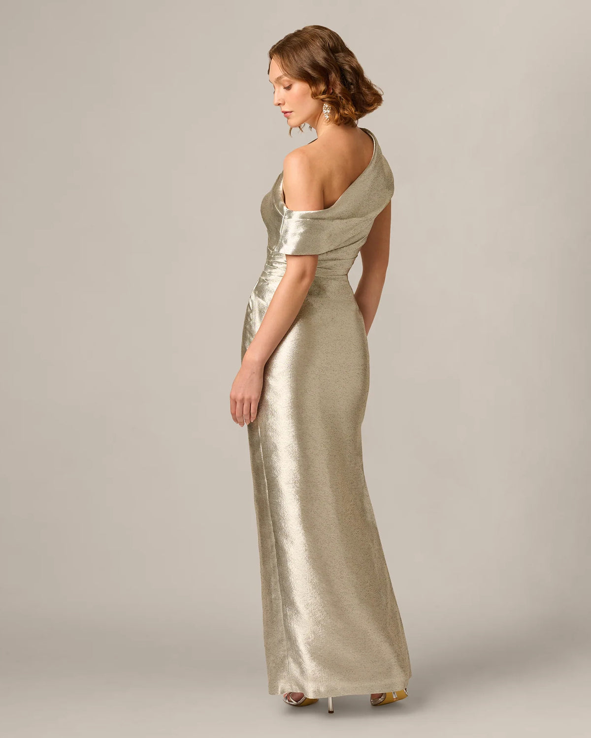 one-shoulder a-line maxi mother of the bride dress - image 5