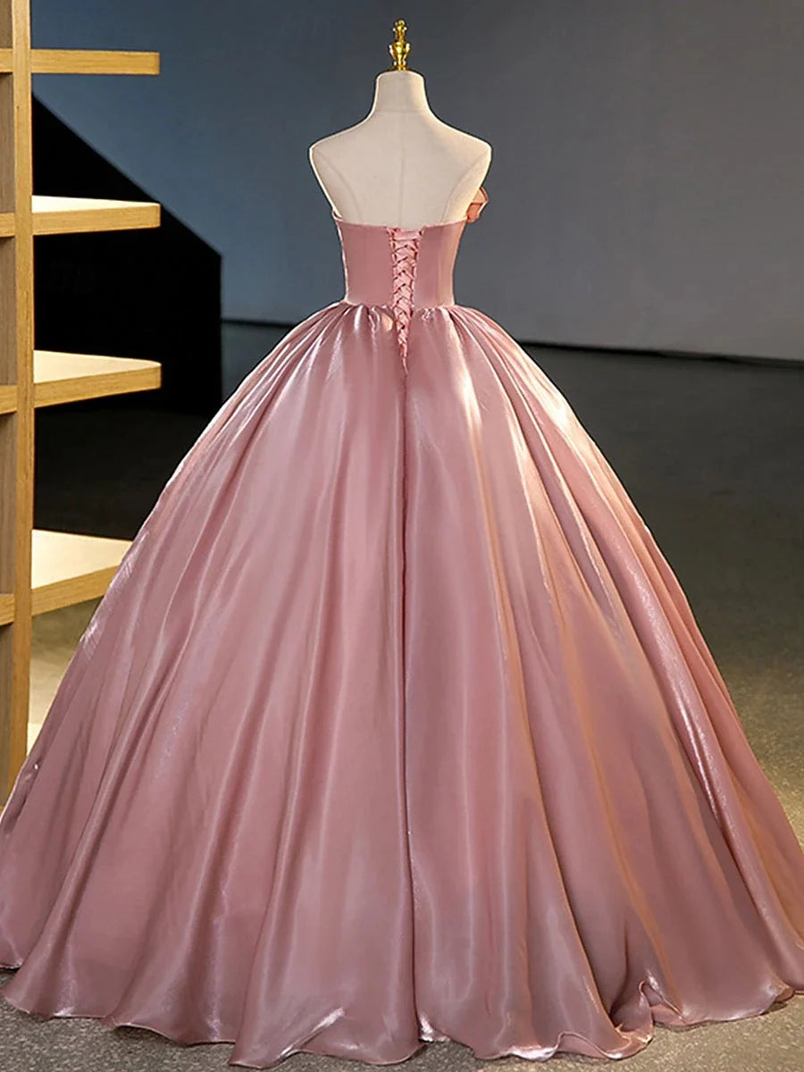 Blush Pink floor-length prom dress, alternate view showing the skirt and hem