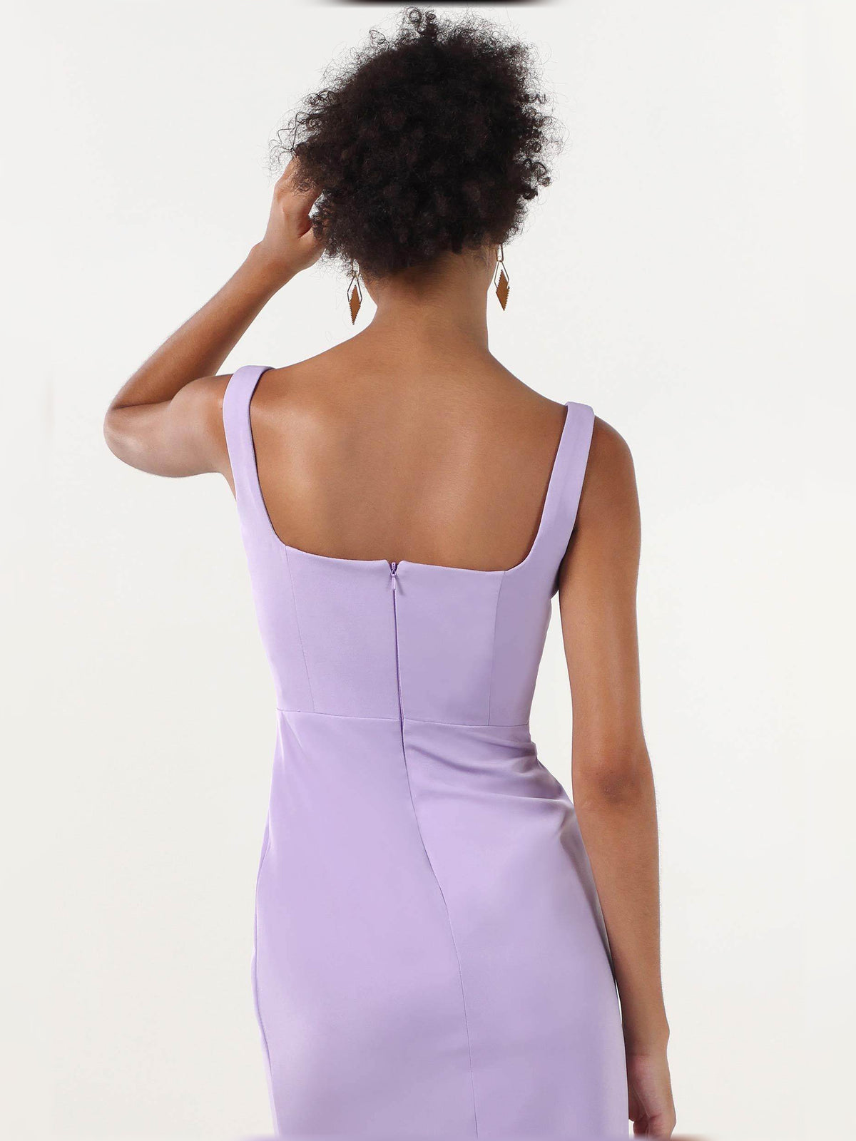 Lilac sheath floor-length formal dress with beading, alternate view showing the skirt