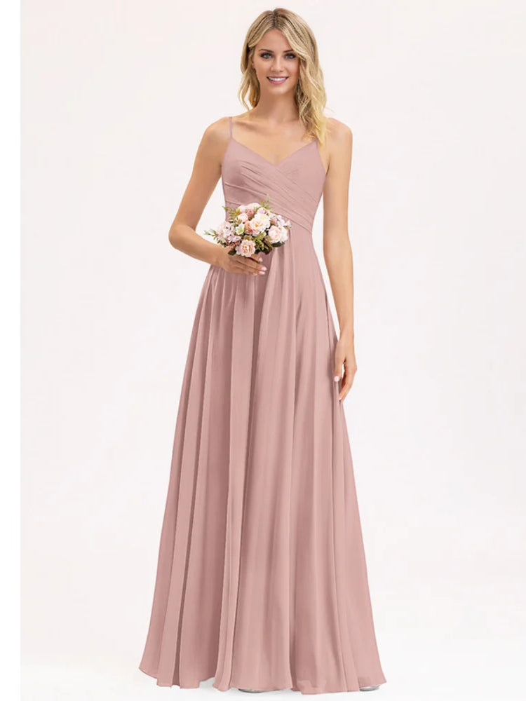 Dusty Rose maxi bridesmaid dress, alternate view showing the skirt and hem