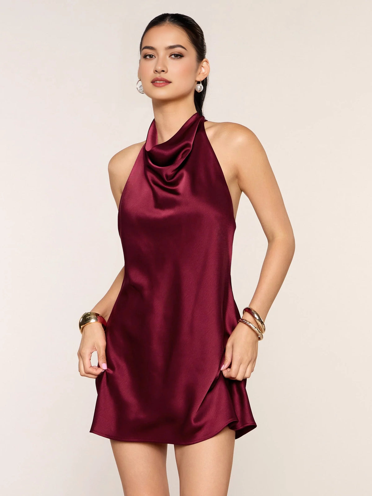 Mint Green mini homecoming dress, alternate view showing the skirt and hem