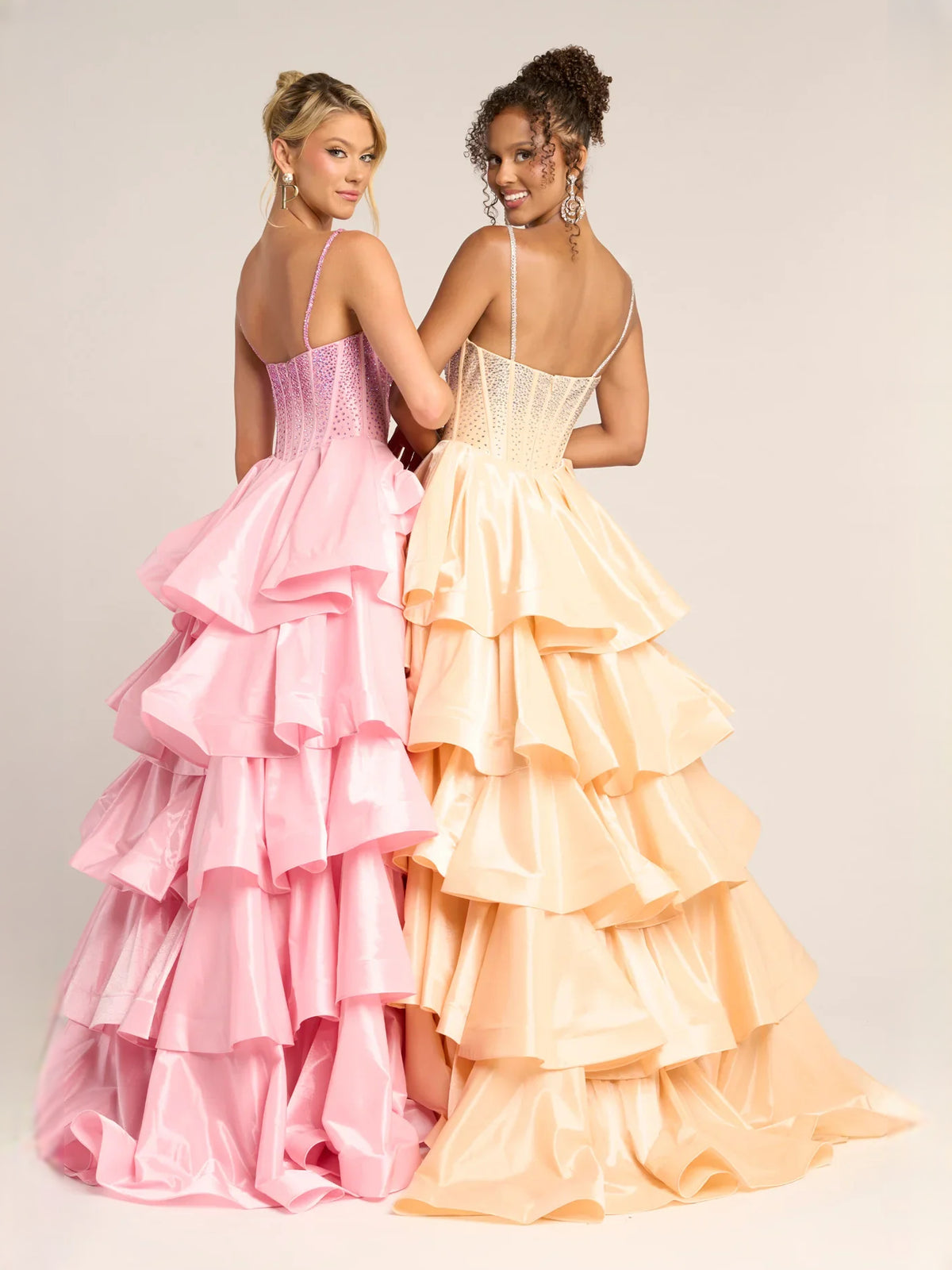 Black floor-length prom dress, alternate view showing the skirt and hem