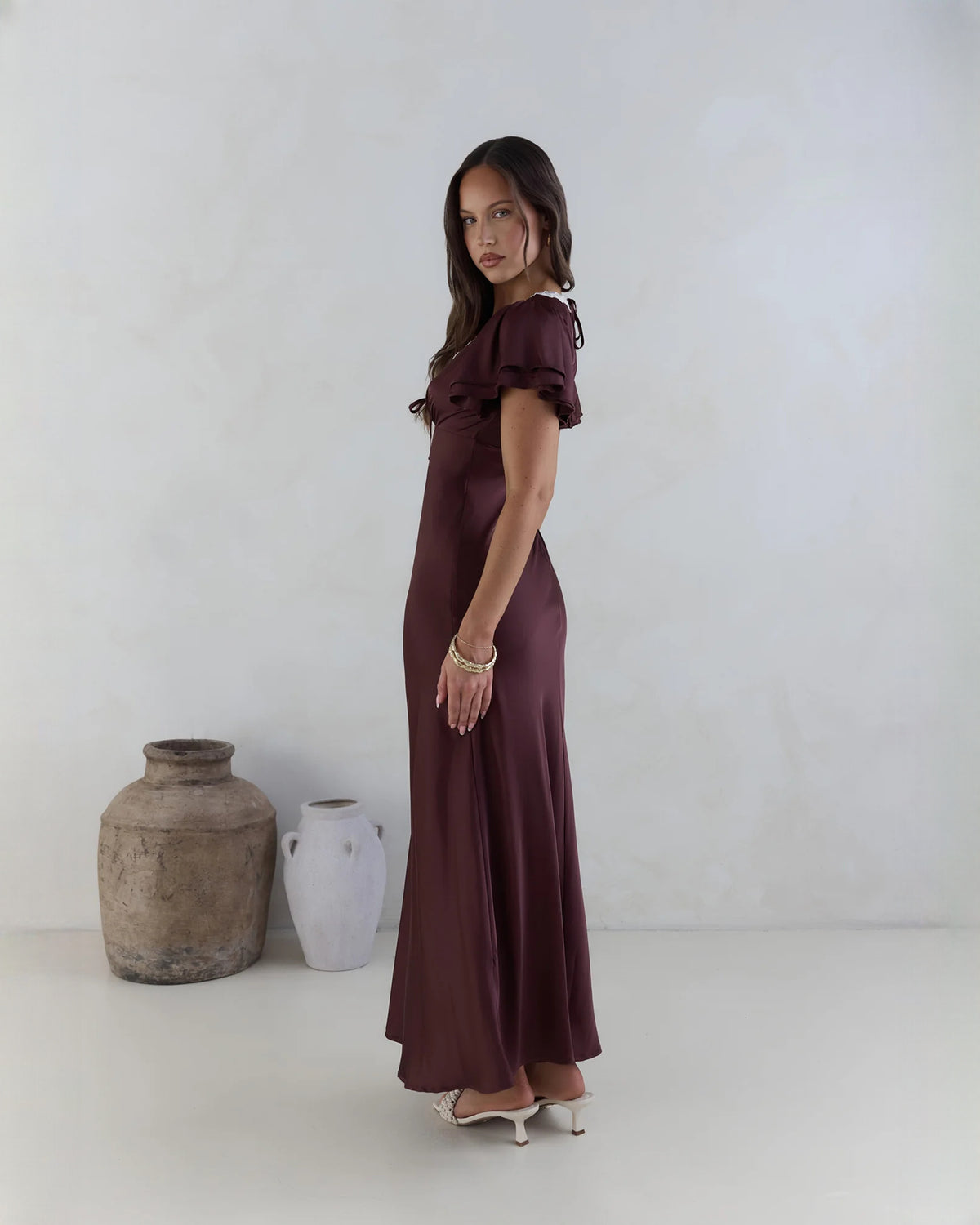 sleeveless mesh a-line maxi bridesmaid dress - image 5